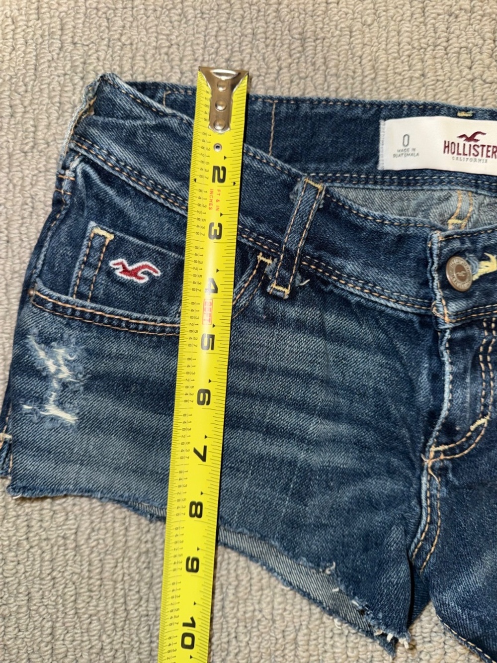 Vintage Hollister Distressed Denim Cutoff Shorts Size 0 W24 Low Rise Dark Wash - Picture 5 of 16
